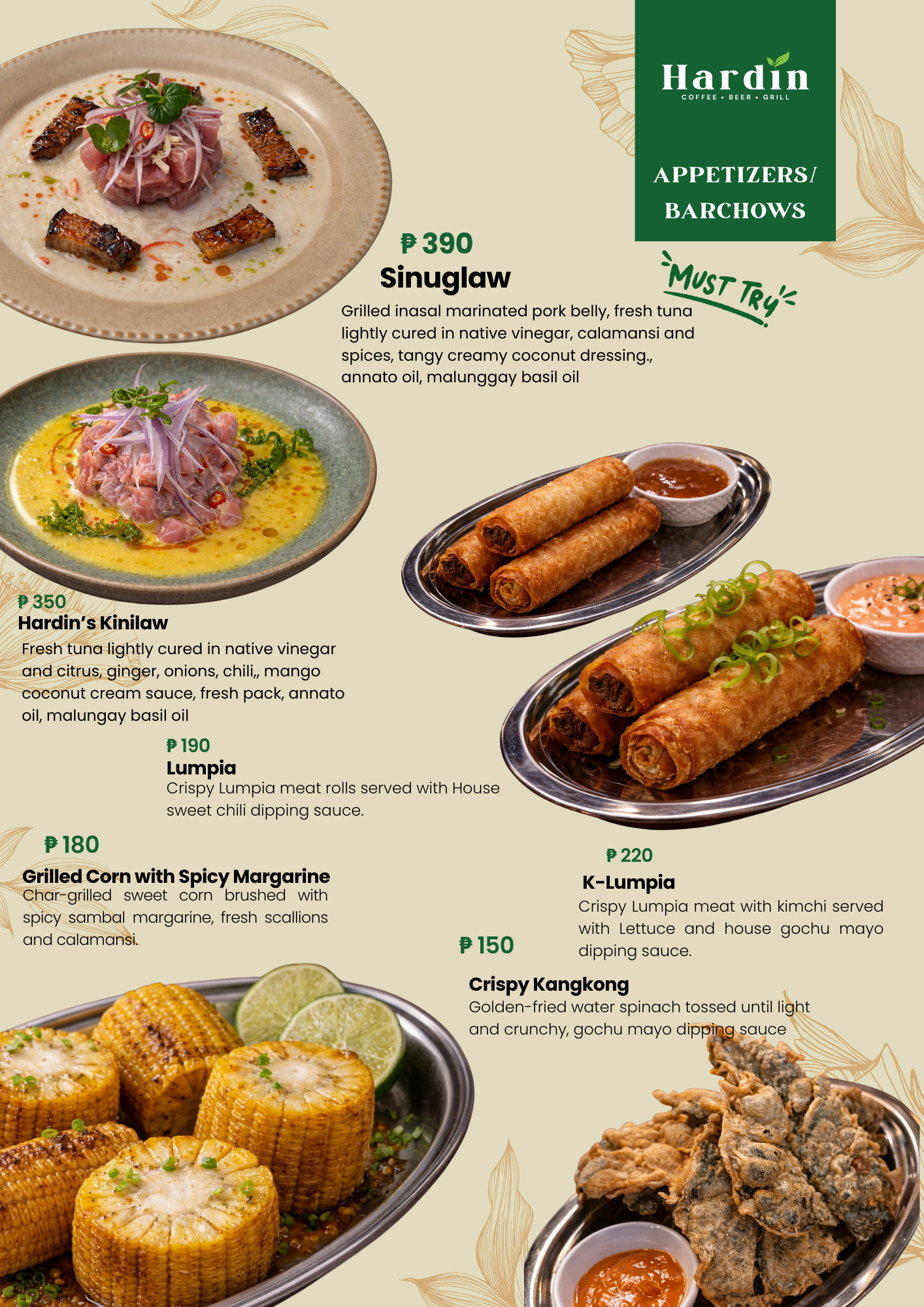 Appetizers & Barchows menu page